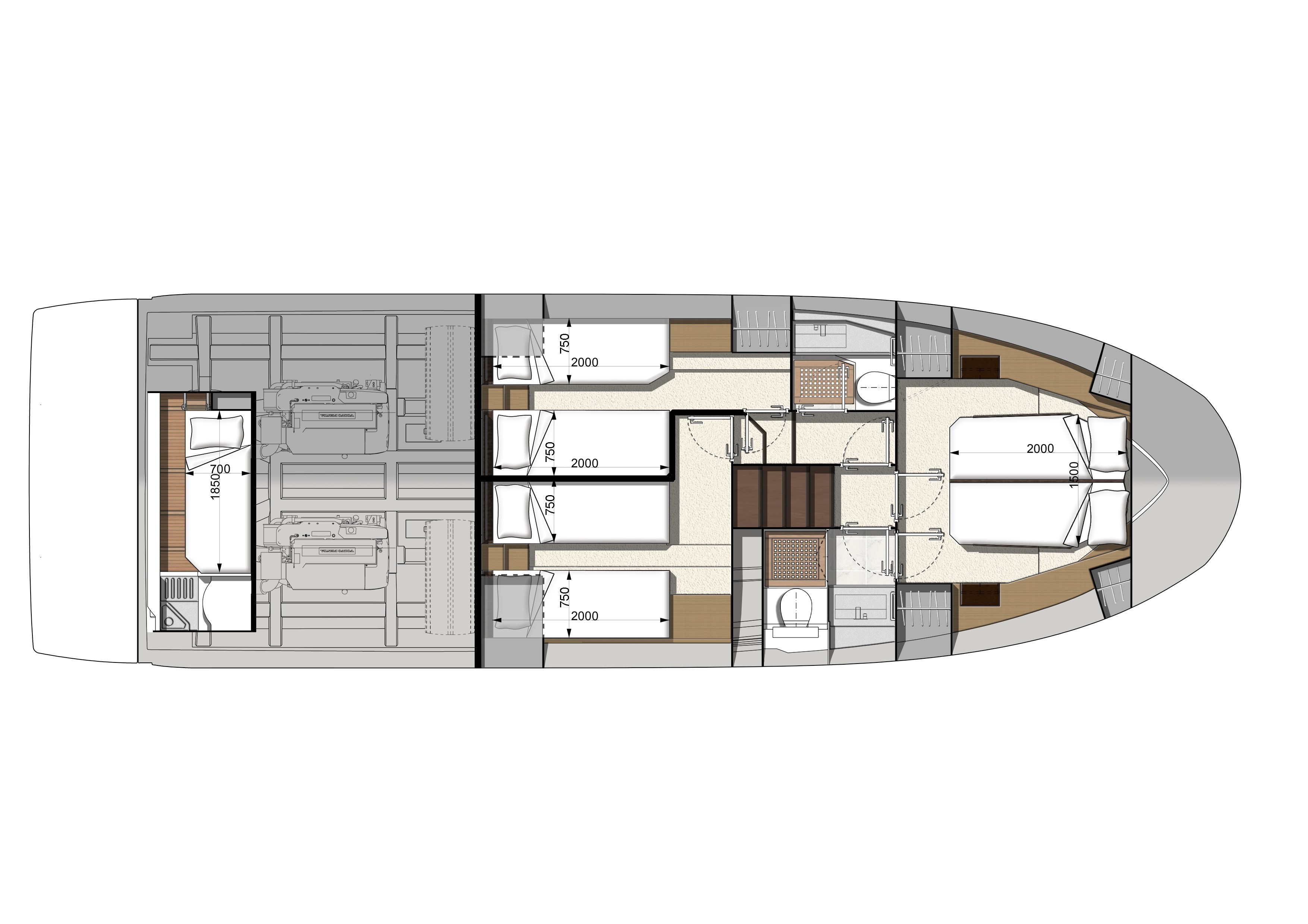 Prestige 460 S cabin layout