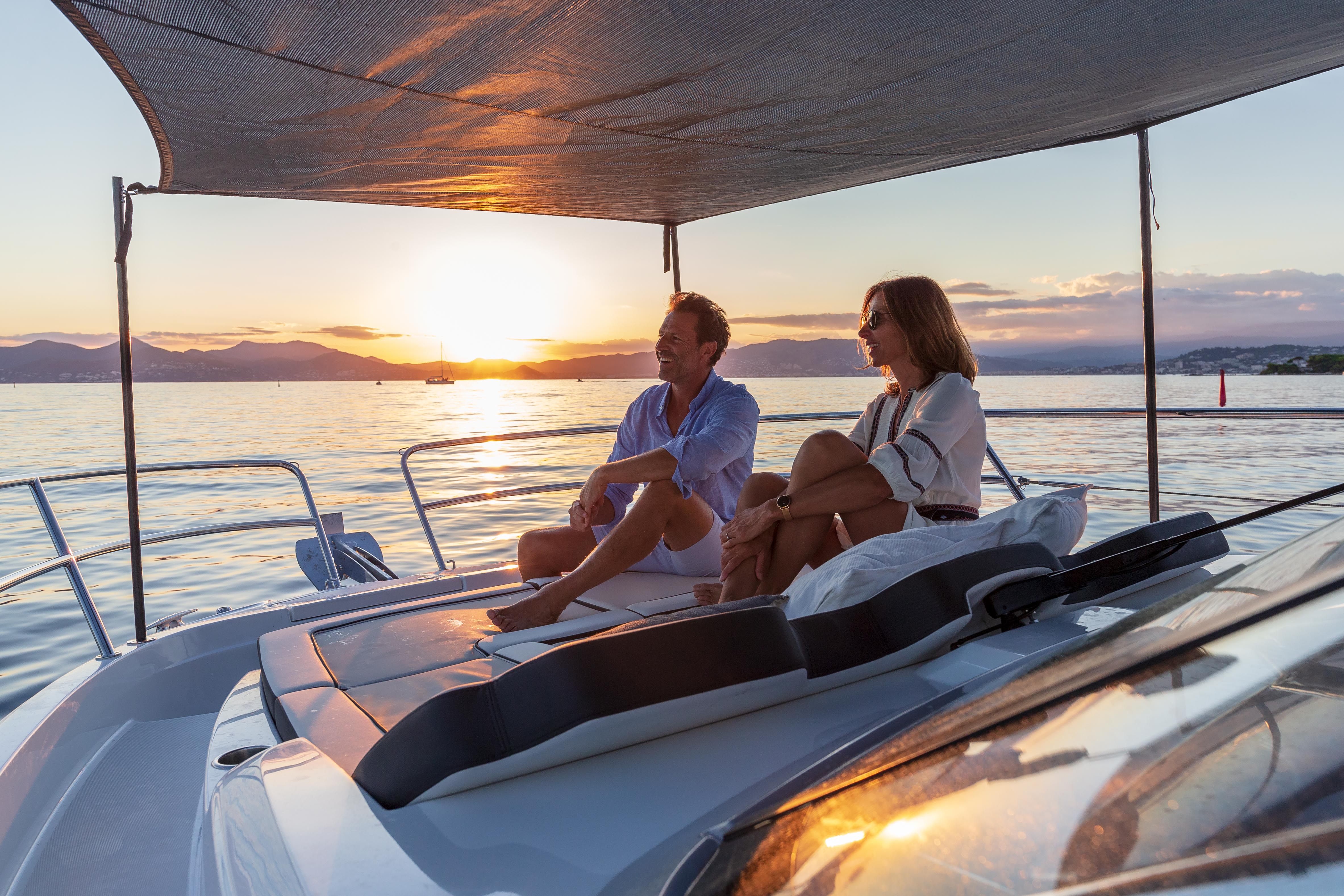 Couple enjoying the Cap Camarat 10.5WA S2